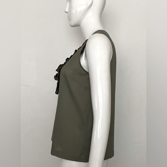 MARC BY MARC JACOBS OLIVE GREEN RUFFLE SLEEVELESS COTTON TOP SHIRT BLOUSE XS - Picture 9 of 14